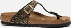 Birkenstock Slippers - Maat 40 - Vrouwen - Zwart - Goud 38 Birkenstock Slippers - Maat 40 - Vrouwen - Zwart - Goud -Birkenstock Winkel 1200x472