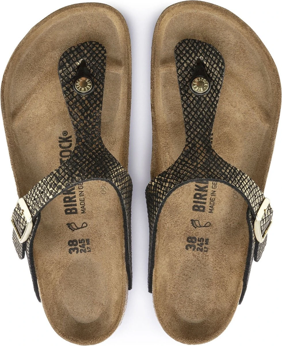 Birkenstock Slippers - Maat 40 - Vrouwen - Zwart - Goud 12 Birkenstock Slippers - Maat 40 - Vrouwen - Zwart - Goud - Afbeelding 10