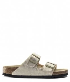 Birkenstock Arizona MF Shiny Python Narrow Eggshell -Birkenstock Winkel birkenstock arizona mf shiny python narrow slipper eggshell side 600